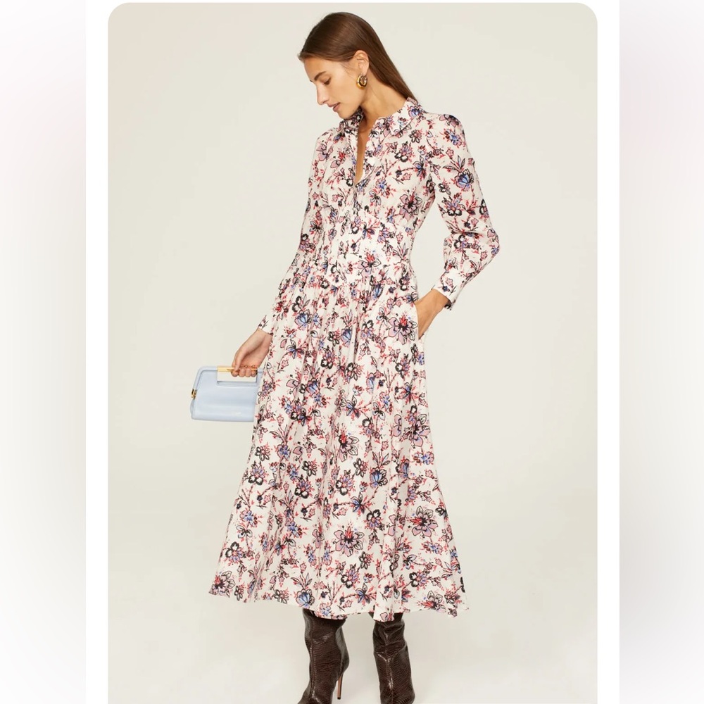 10 Crosby Derek Lam Eleanor Shirt Dress Multicolor Floral Long Sleeve